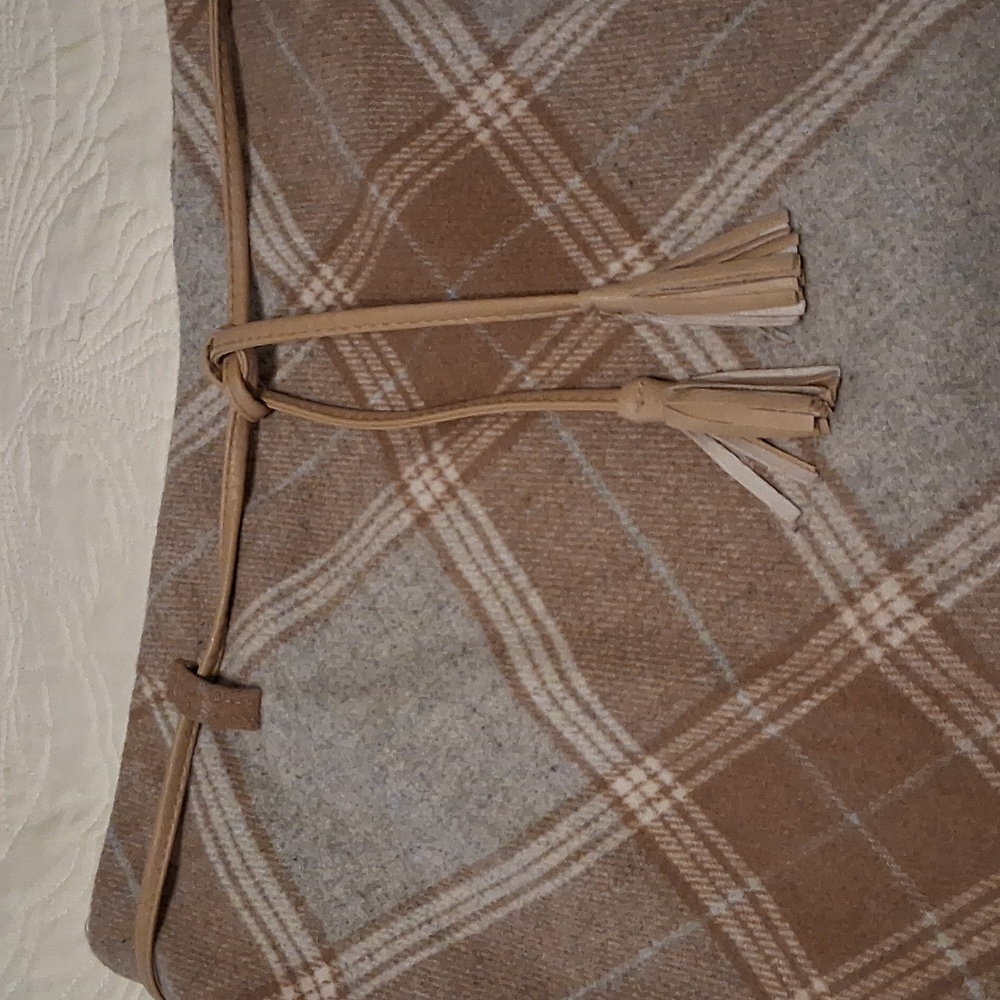 Wool Plaid A-Line Long Skirt in Brown and Gray - Picture 2 of 9